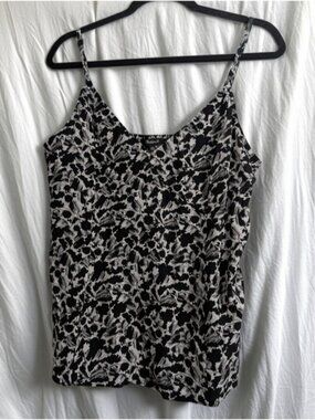Madewell Black and White Printed Silk Cami Tank